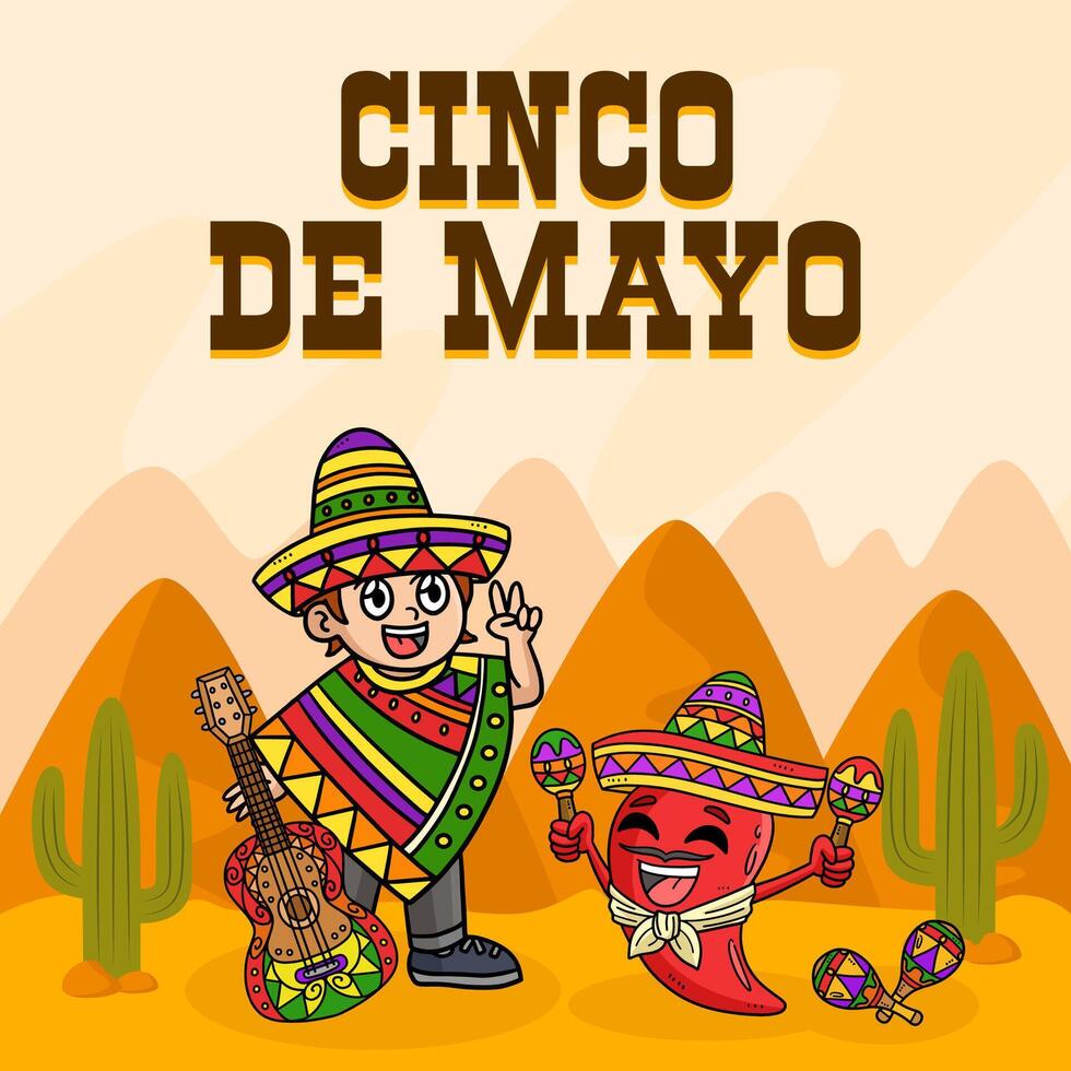 Cinco de Mayo Poster Square Banner Background vector