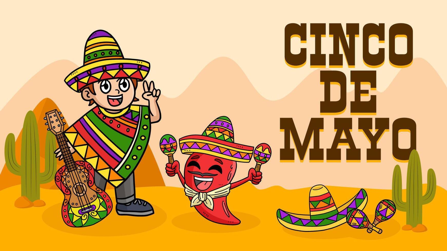 Cinco de Mayo Poster Panorama Banner Background vector