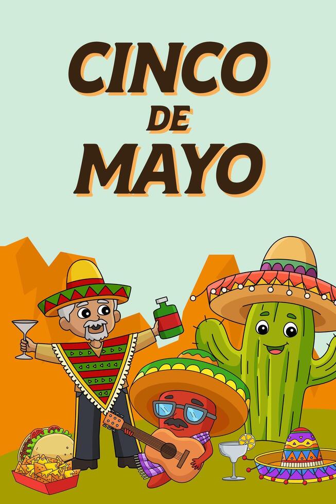 Cinco de Mayo Poster Vertical Banner Background vector