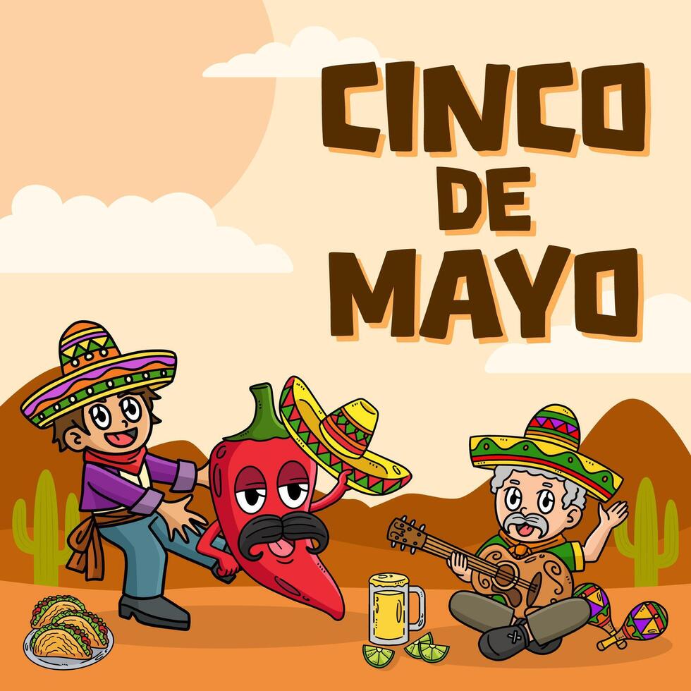 Cinco de Mayo Poster Square Banner Background vector