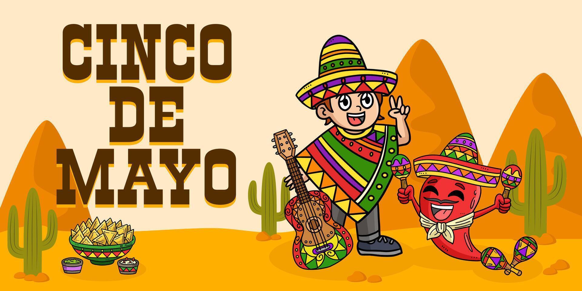 Cinco de Mayo Poster Panorama Banner Background vector