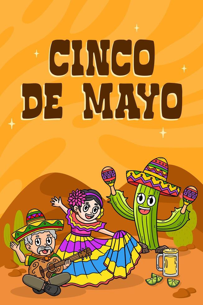 Cinco de Mayo Poster Vertical Banner Background vector