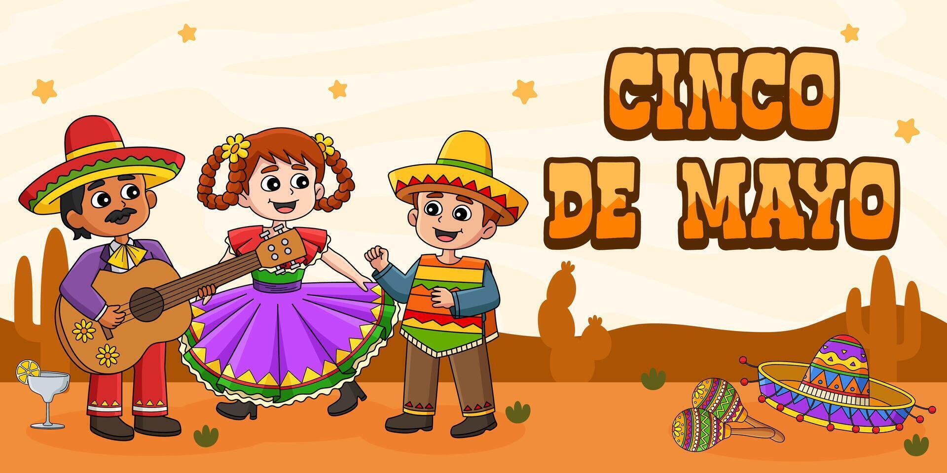 Cinco de Mayo Poster Panorama Banner Background vector