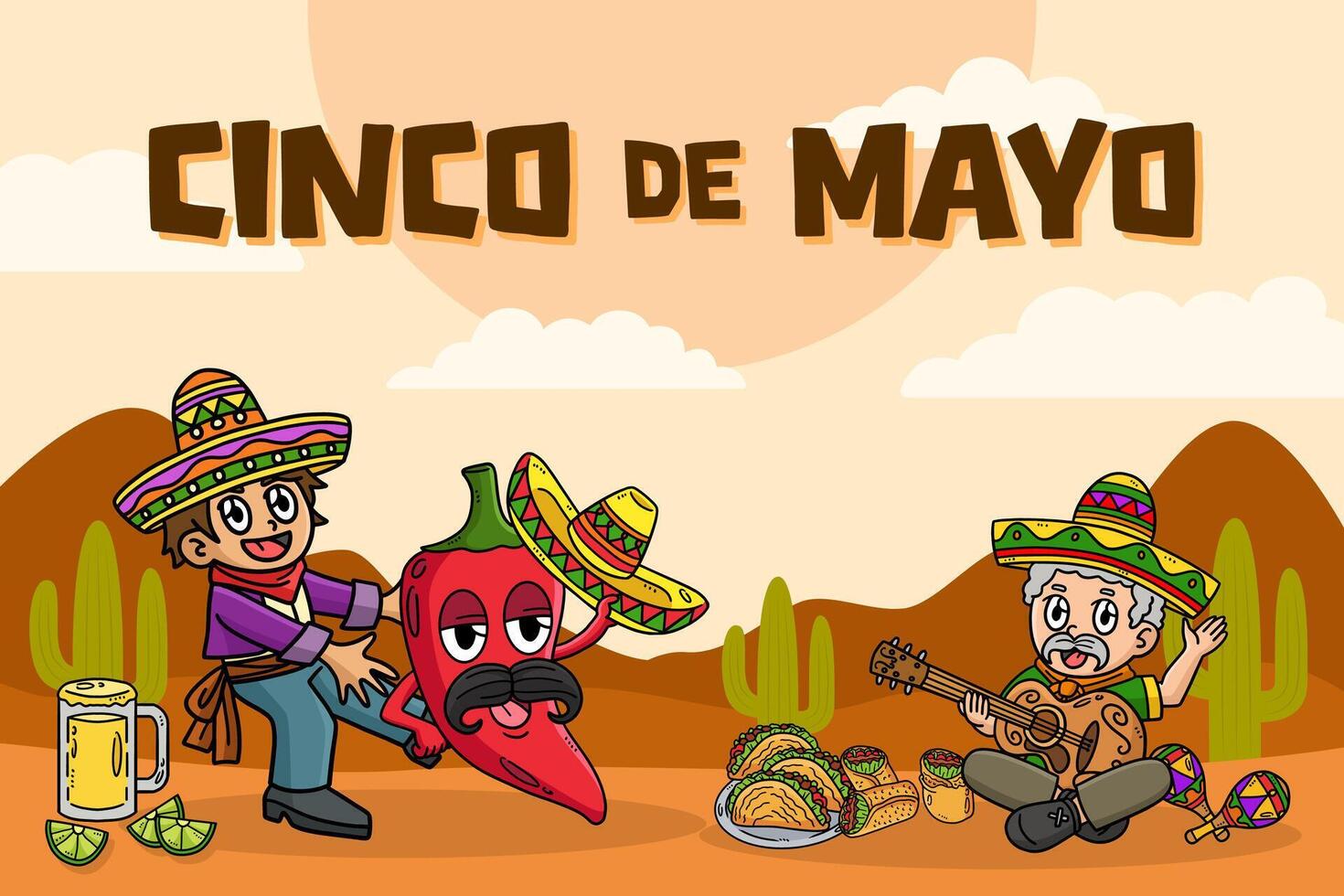 Cinco de Mayo Poster Horizontal Banner Background vector