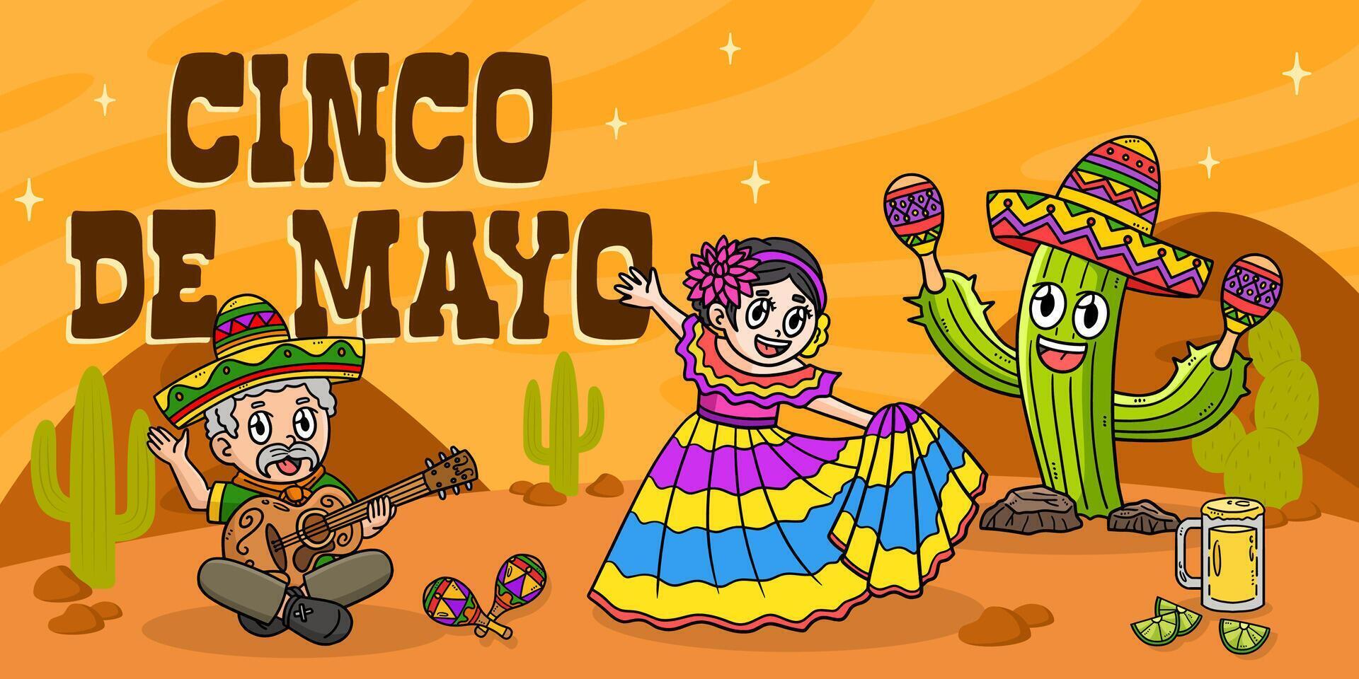 Cinco de Mayo Poster Panoramic Banner Background vector