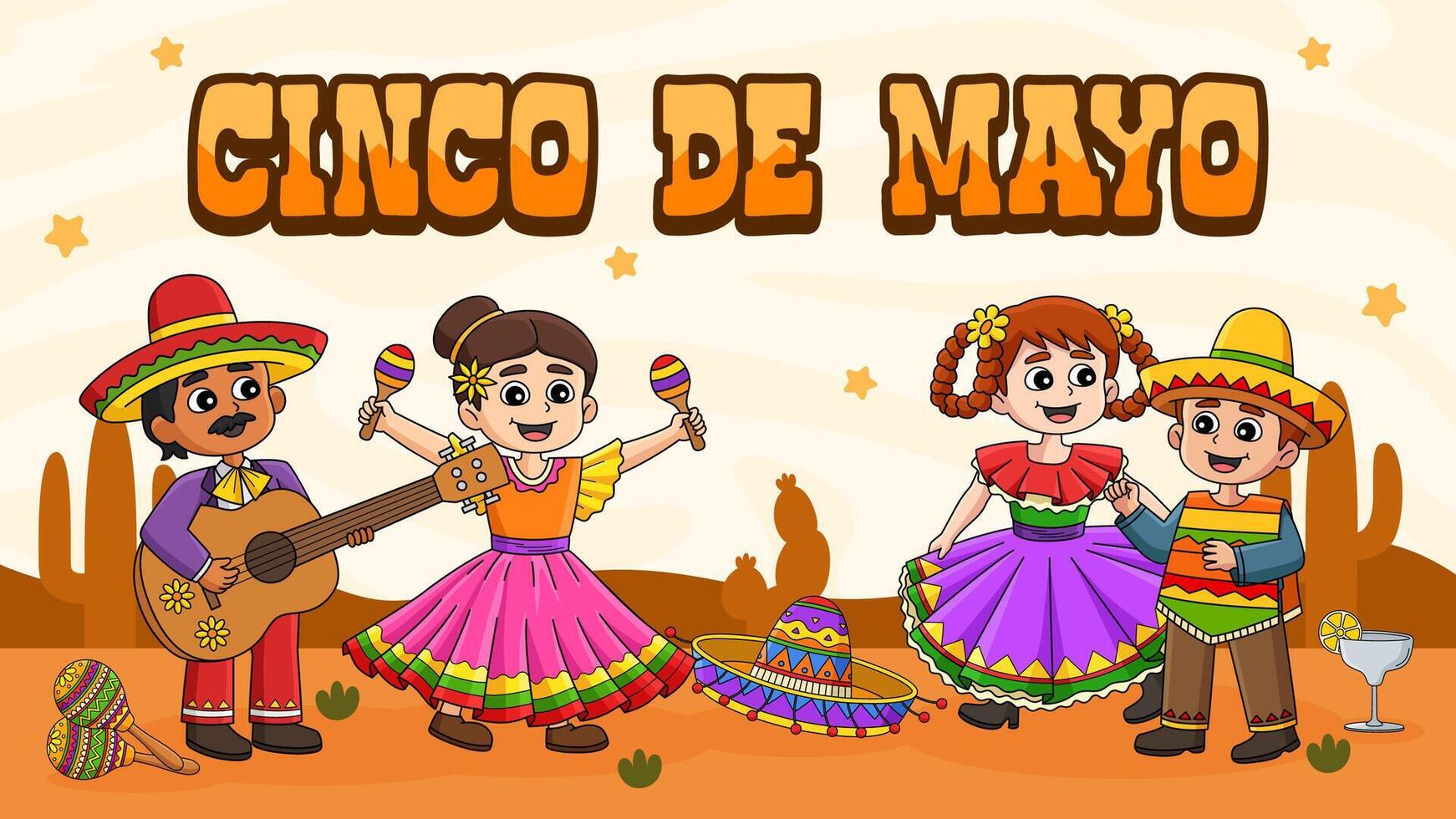 Cinco de Mayo Poster Horizontal Banner Background vector