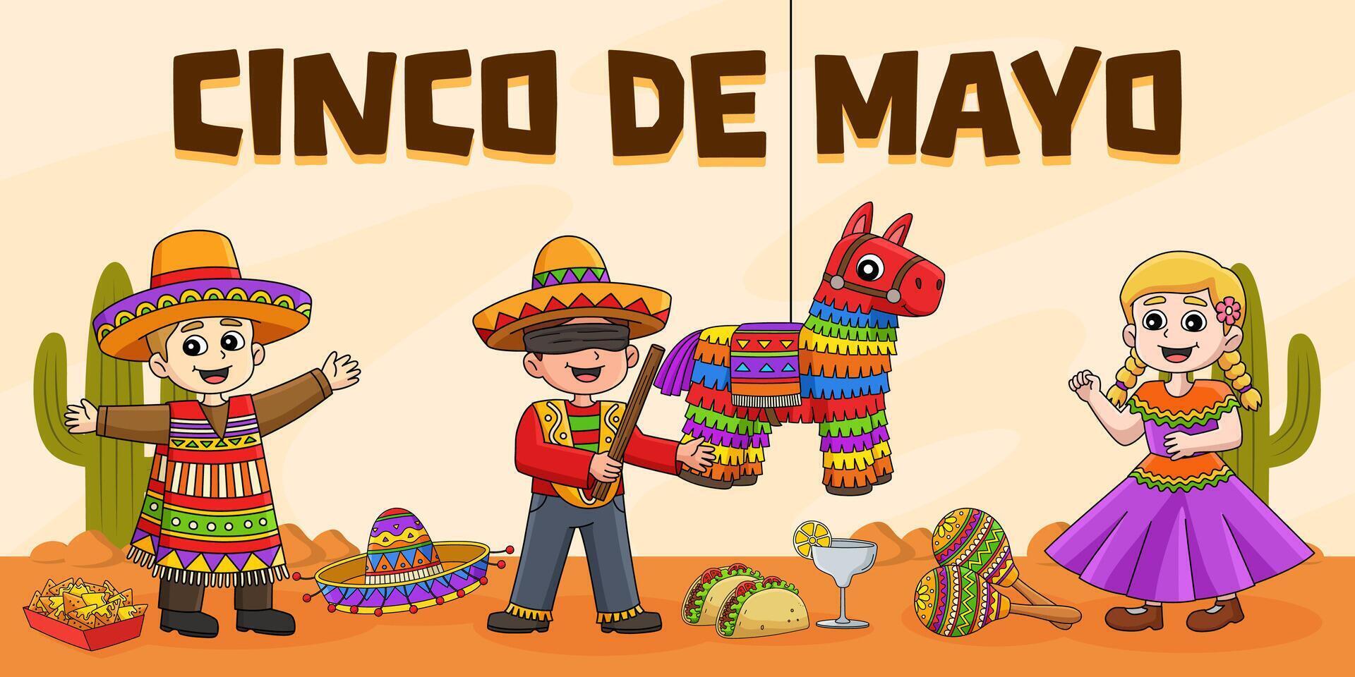Cinco de Mayo Poster Panorama Banner Background vector