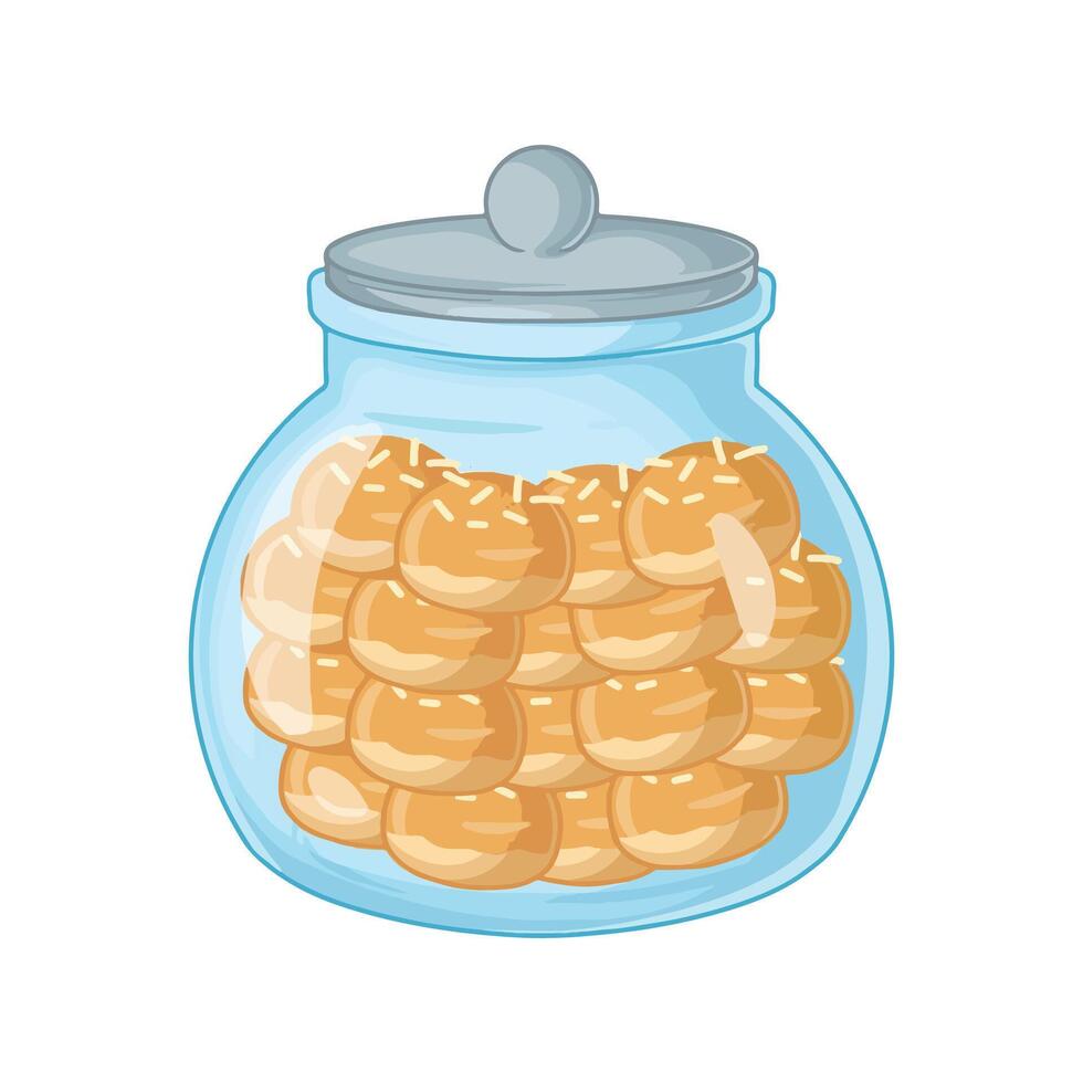 Biscuits in a glass jar. illustration isolated on white background. vector