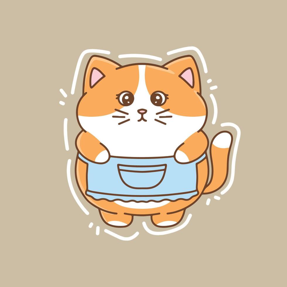 Cute cat in a aprons. illustration in flat style vector