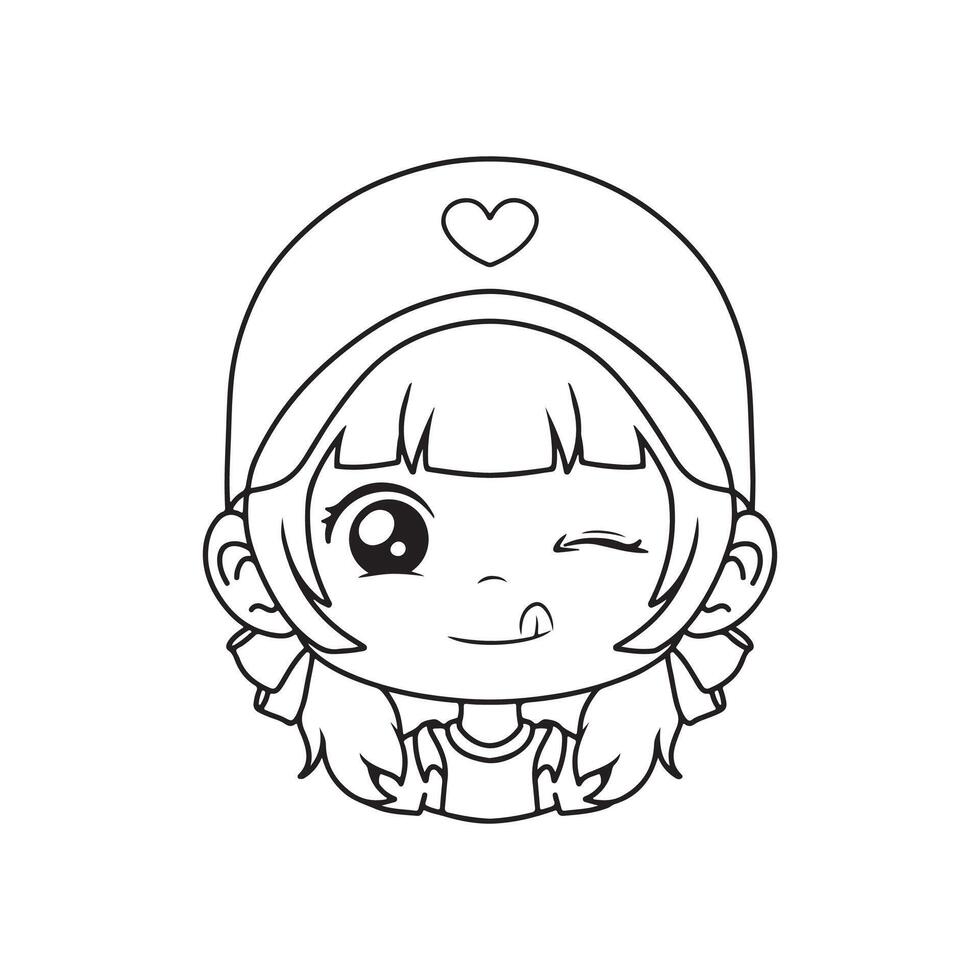 Cute Cartoon Girl Illustration. Isolated on white Background vector