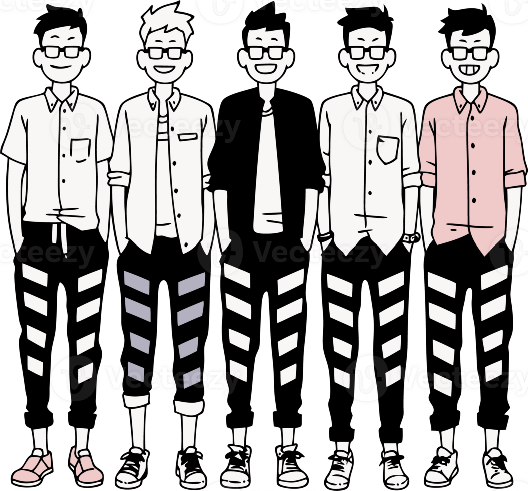 Cartoon Characters in Trendy Outfits with Matching Pants and Eyewear png