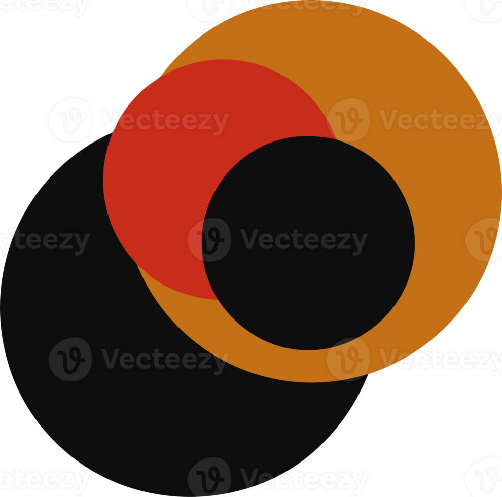 Abstract Circles with Overlapping Black, Red, and Orange Design Elements png