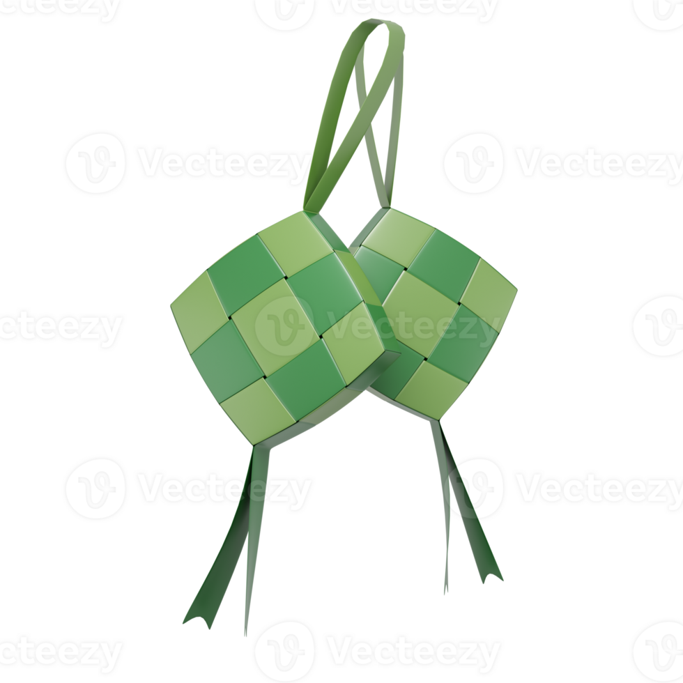 3D rendering Ketupat Illustration. Suitable for decorative Eid al Fitr greeting cards or background png