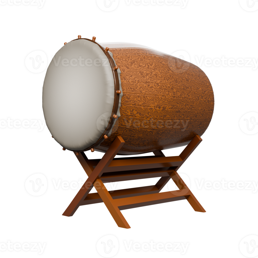 3d rendering of Islamic Drum or Bedug Illustration. Suitable for Islamic greeting cards, banners, or backgrounds decorative element. png