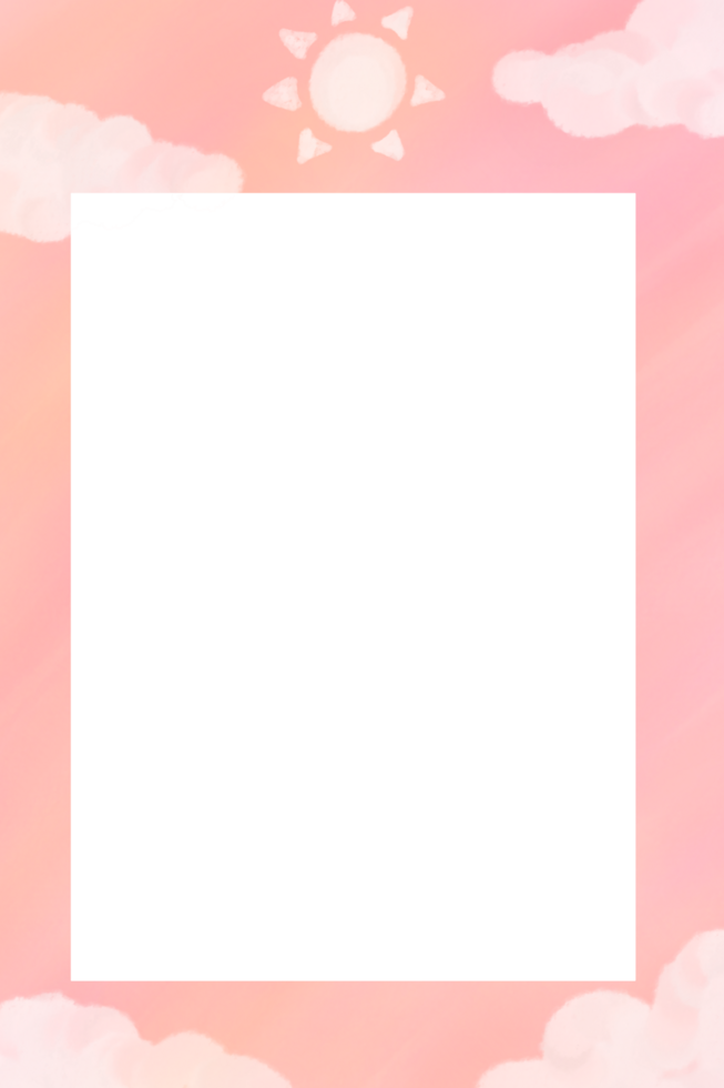 pink frame background with white cloud and sun png