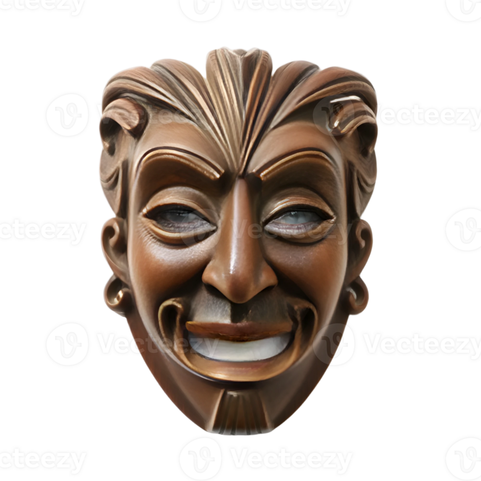 Wooden mask isolated on transparent background png