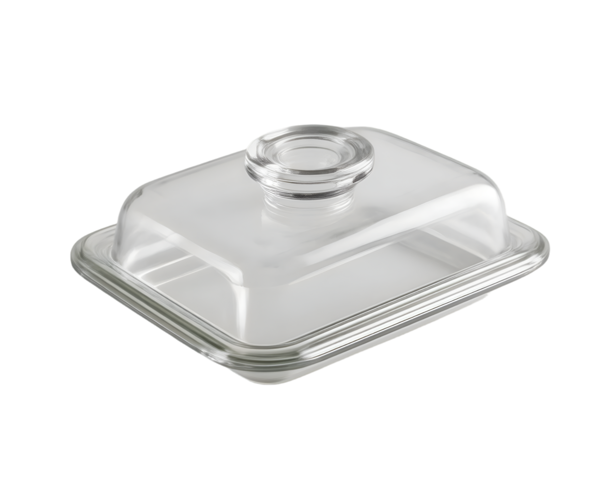 Glass tray with lid isolated on a transparent background png