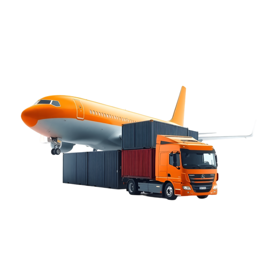 Air Cargo System, Truck with Containers, Efficient Delivery png