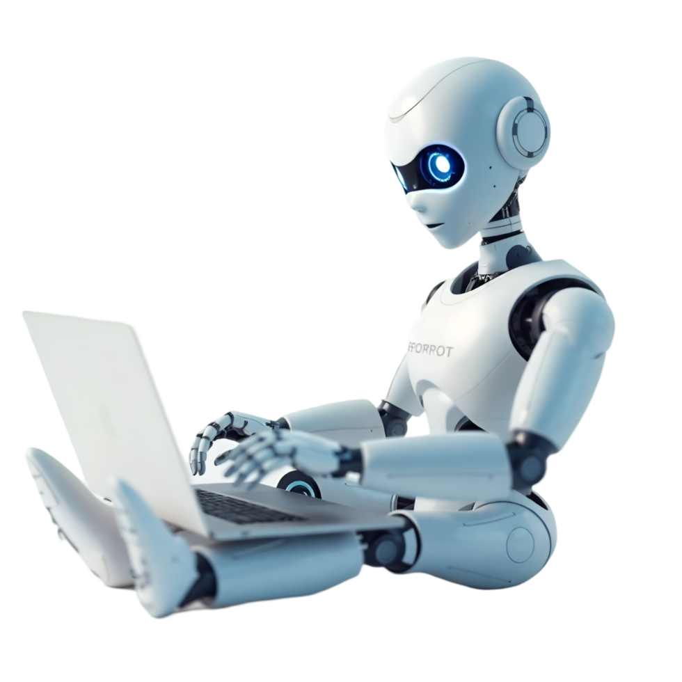 Humanoid Robot Typing, Engaged in Digital Tasks, Modern Era png