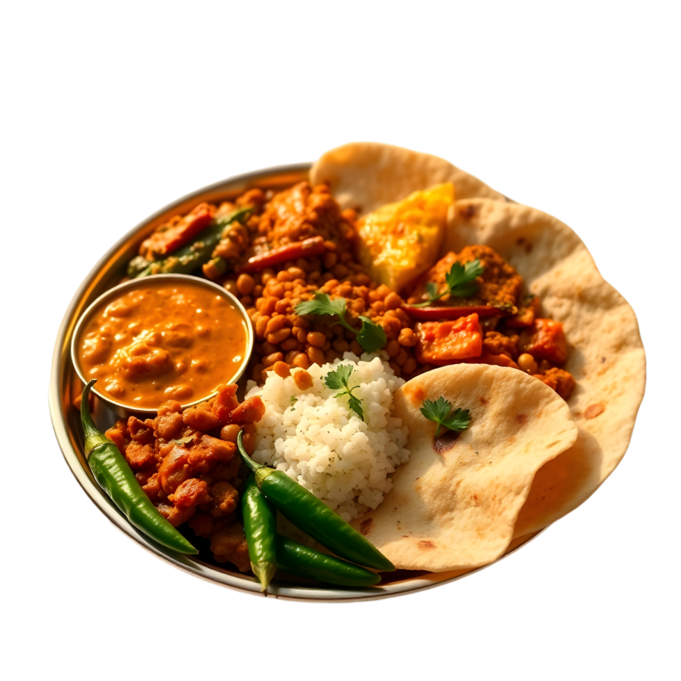 Authentic Indian Cuisine, Delicious Dishes Served on a Plate png