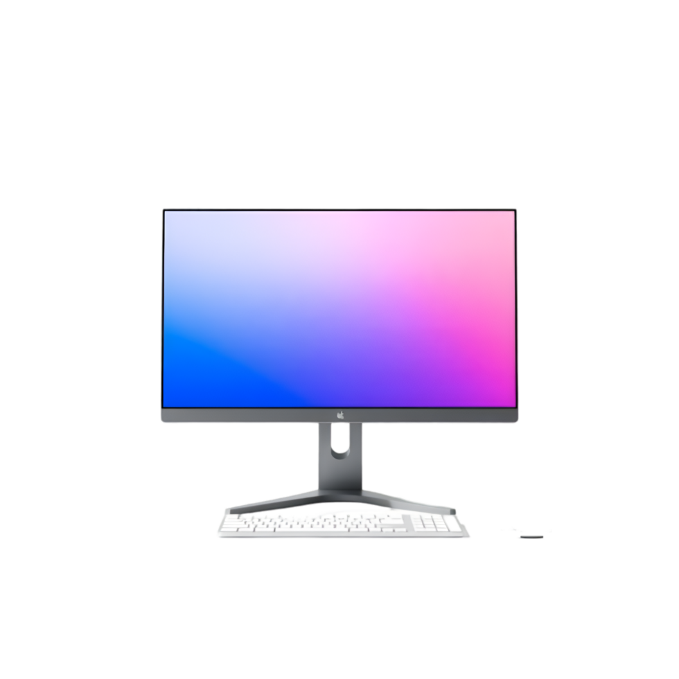 Modern Computer Setup with Sleek Monitor and Keyboard png