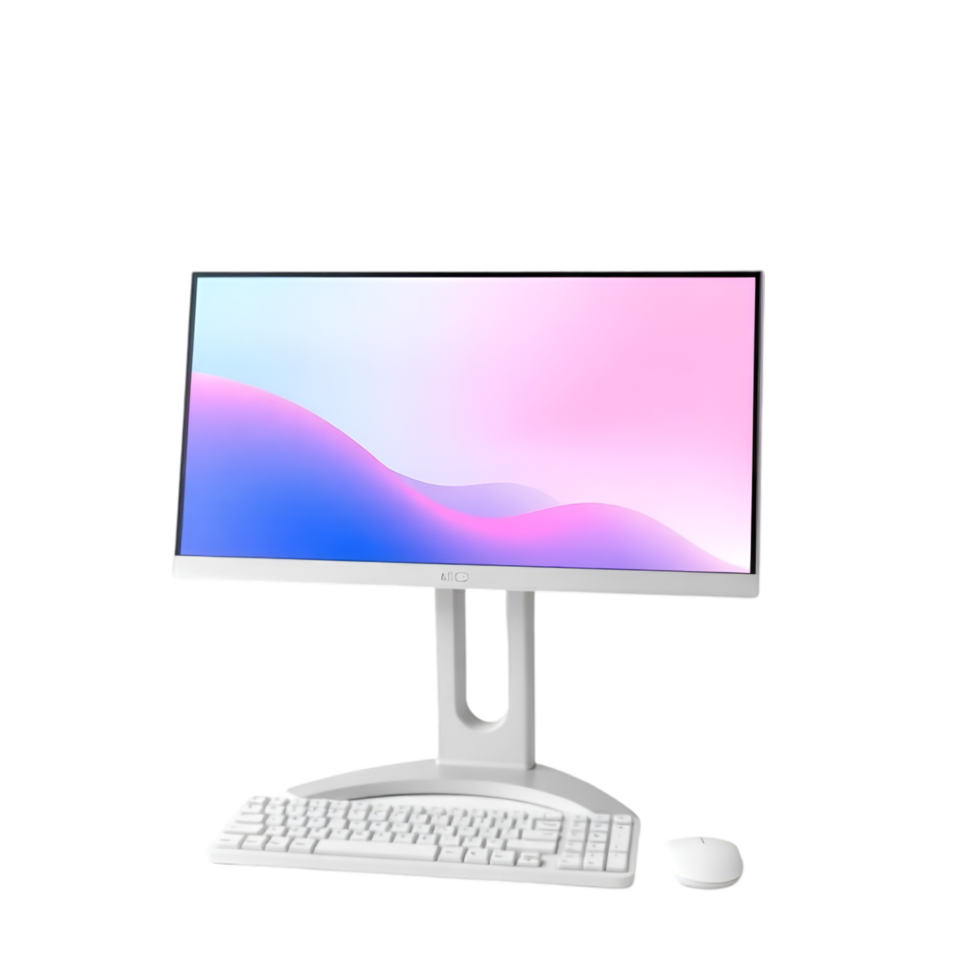 Stylish Desktop Computer Featuring Vibrant Screen Display png