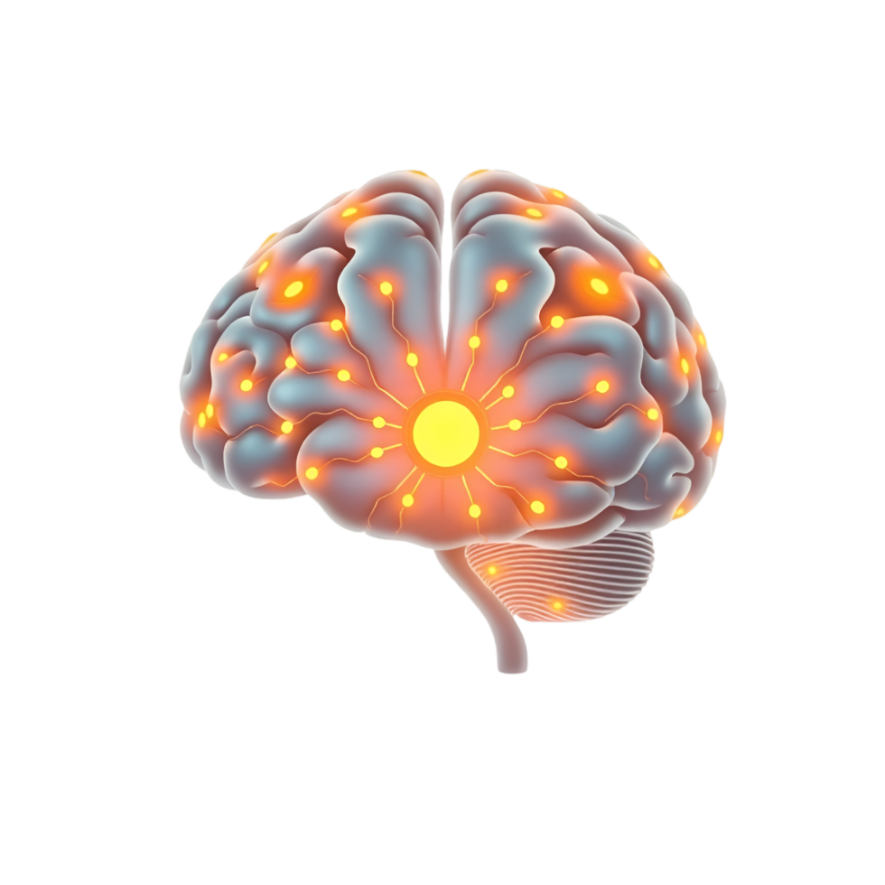 Innovative Brain Design Featuring LED-Like Patterns png