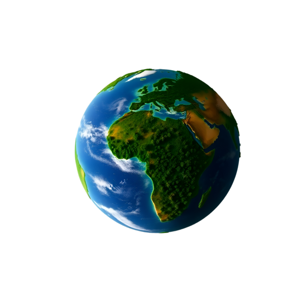 Detailed Earth Model Featuring Diverse Ecosystems and Geography png