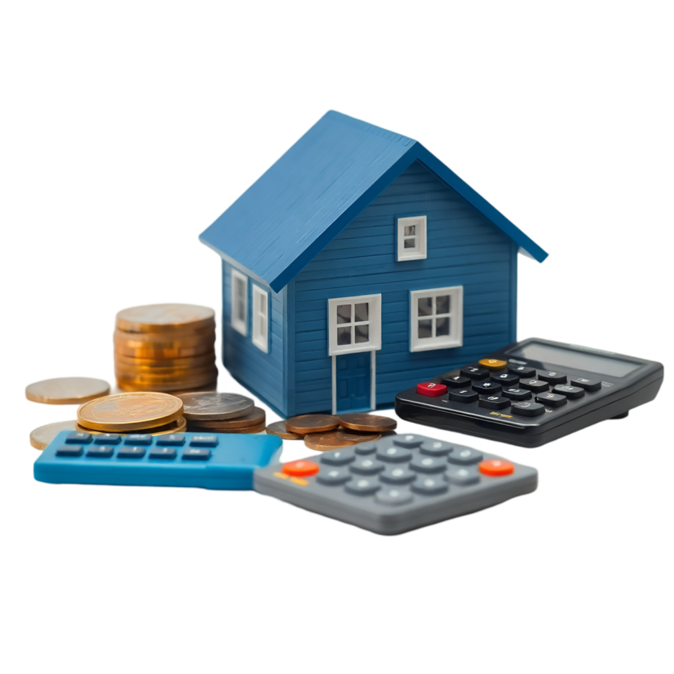 Property Investment Idea Featuring House, Currency, and Calculator png
