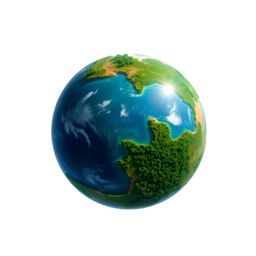 Beautiful Global Sphere with Rich Flora and Blue Waters png