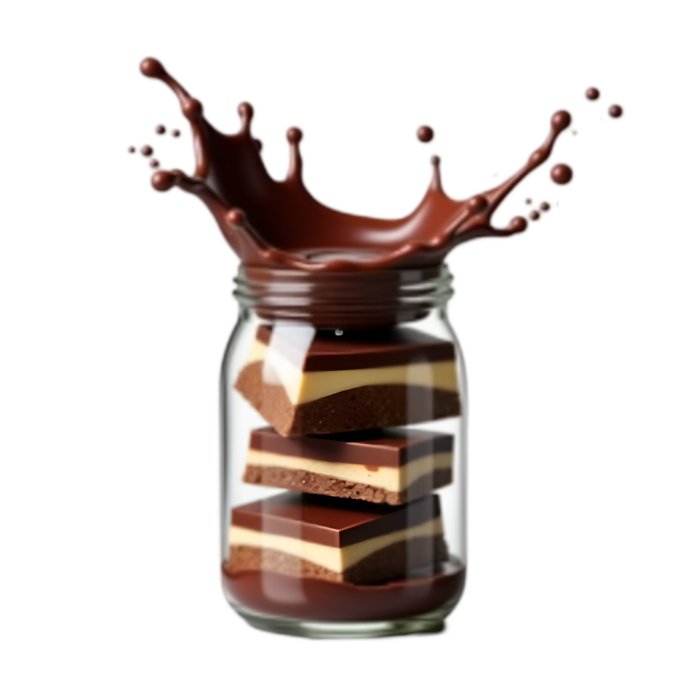 Tempting Jar of Chocolate Treats with Dynamic Splash png