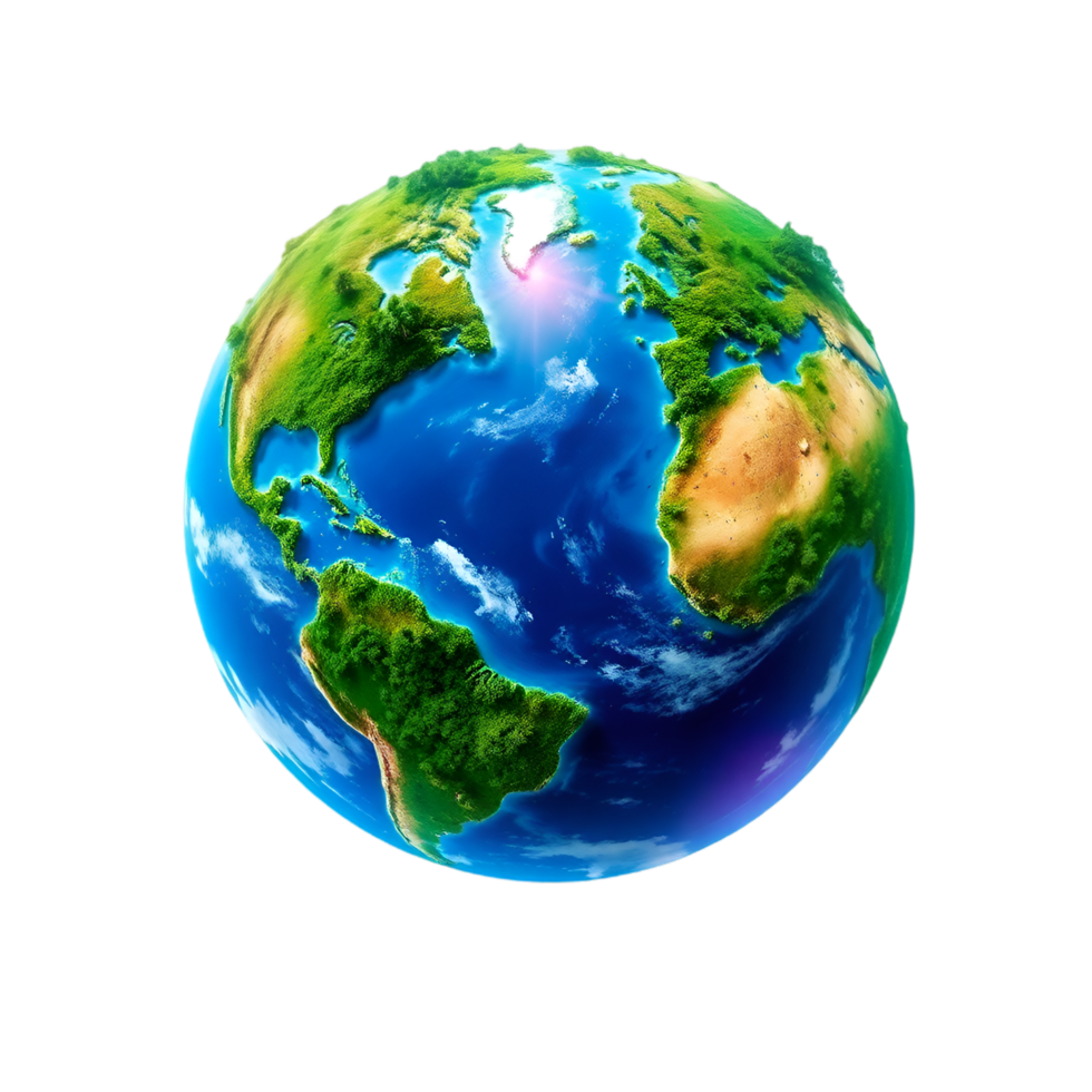 3D View of Earth Emphasizing Eco-Friendly Elements png