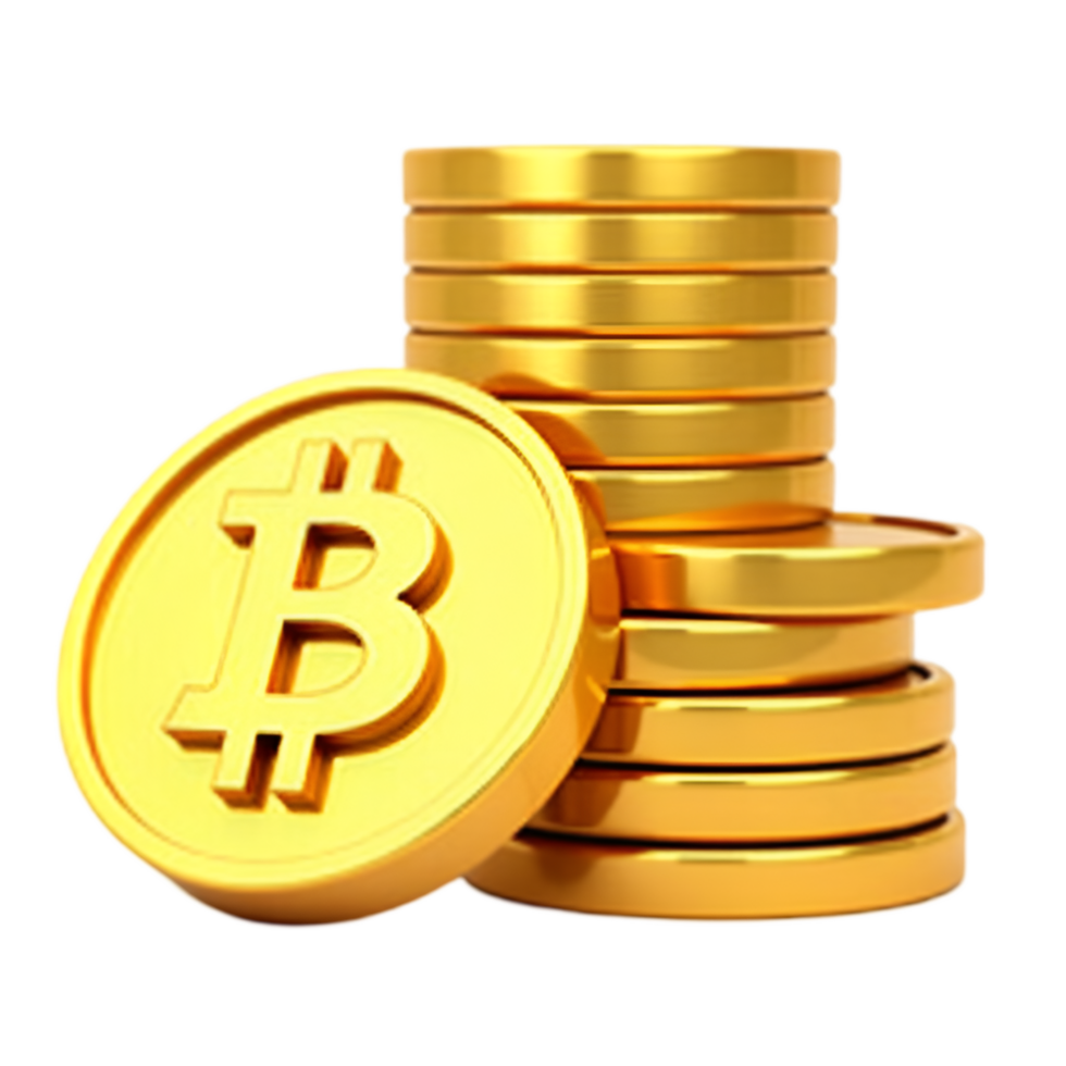 Stacked Bitcoin Coins Representing Cryptocurrency Wealth png