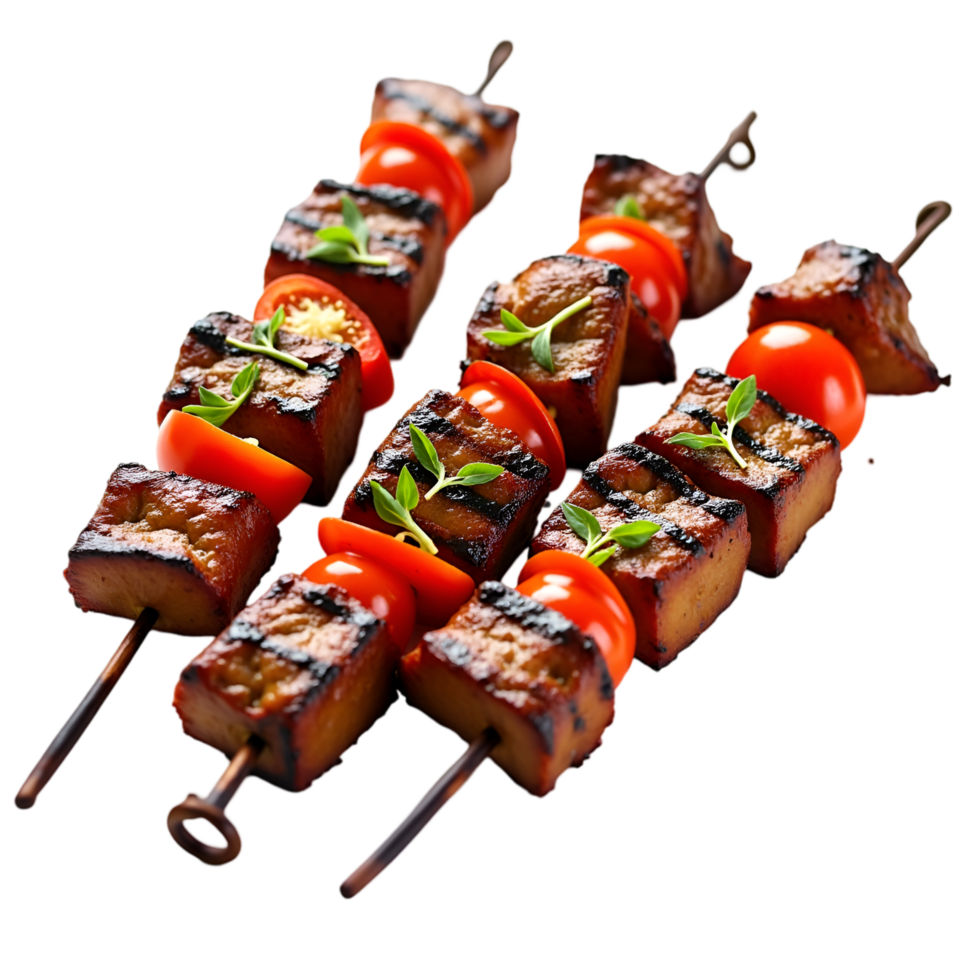 Delicious BBQ Skewers Featuring Colorful Veggies and Meat png