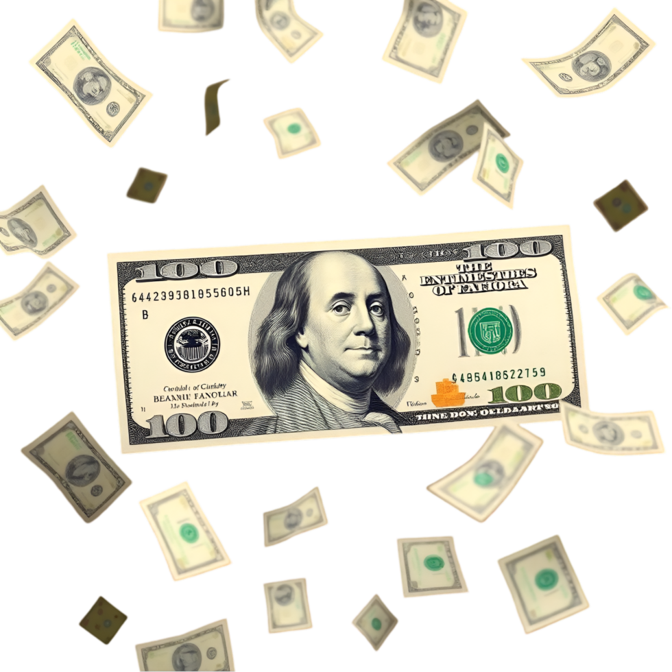 Falling Dollar Bills, Currency in Motion, Financial Concept png
