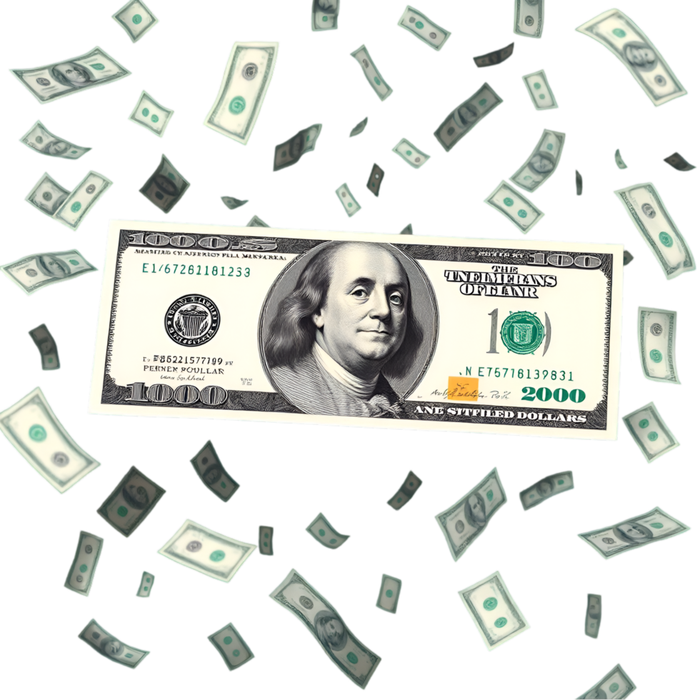 Flying US Dollar Notes, Money Surrounding, Wealth Representation png