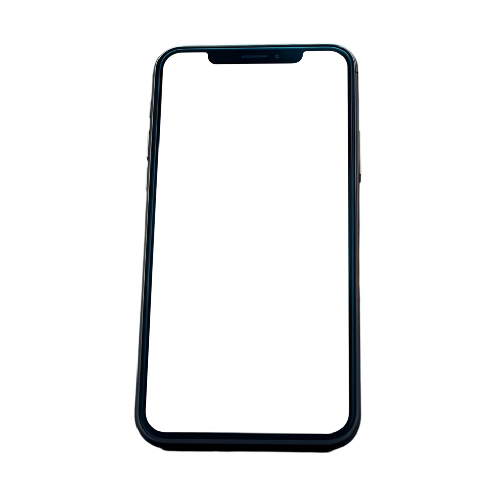 black smartphone with blank screen on a white background png