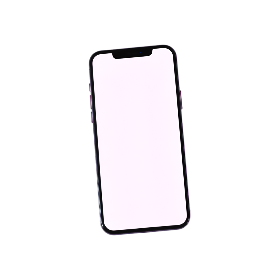 an iphone on a white background with a blank screen png