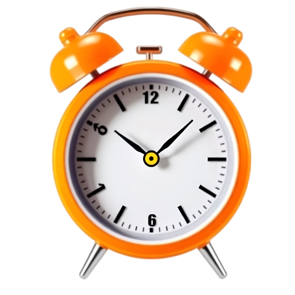 An orange alarm clock on a black background png