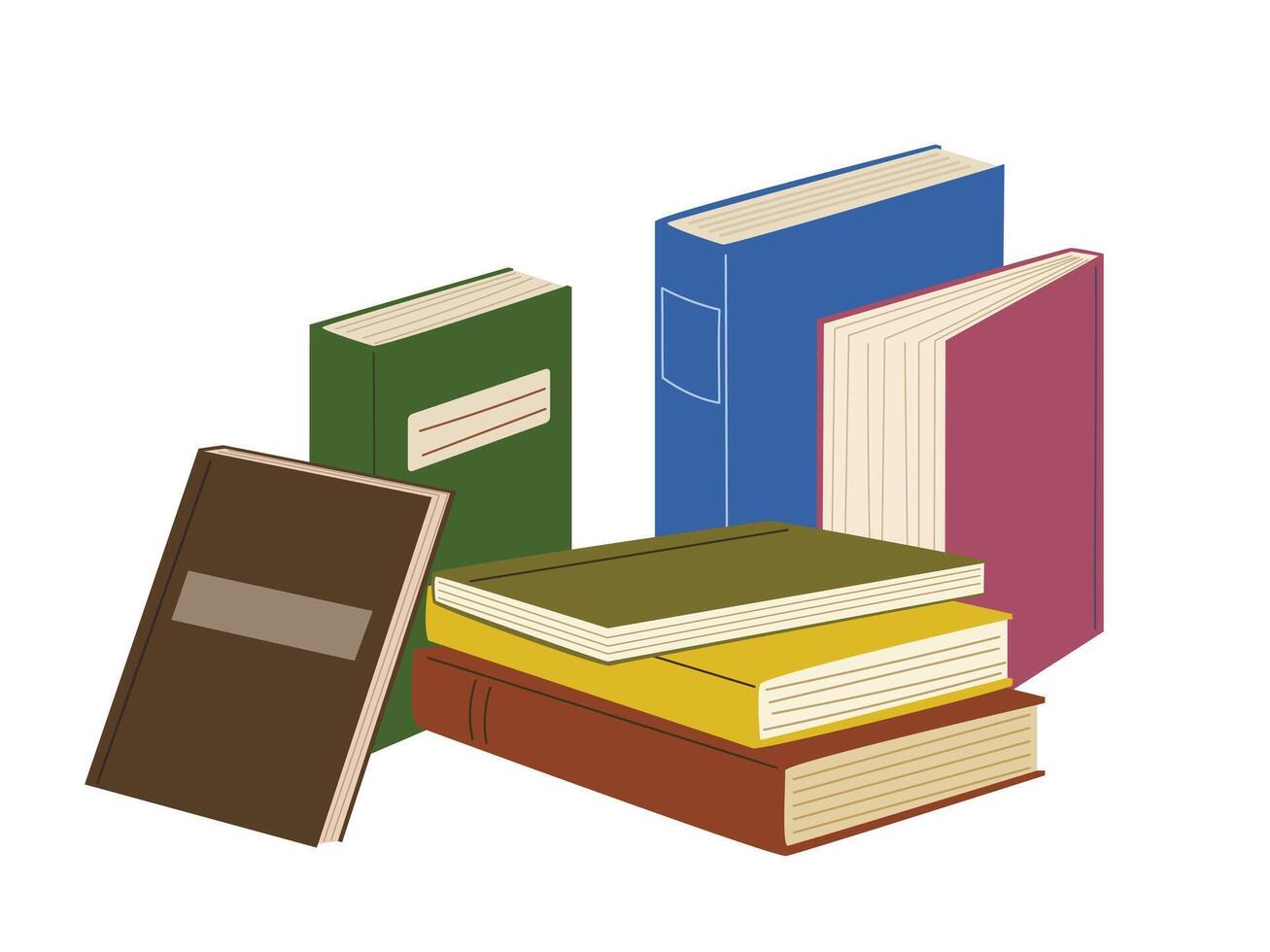 Book Stack, university or school stacked books vector