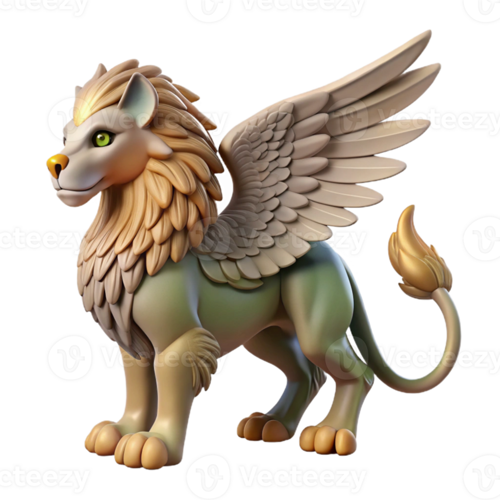 vibrant abstract 3D Render of a Mythical Griffin professional png