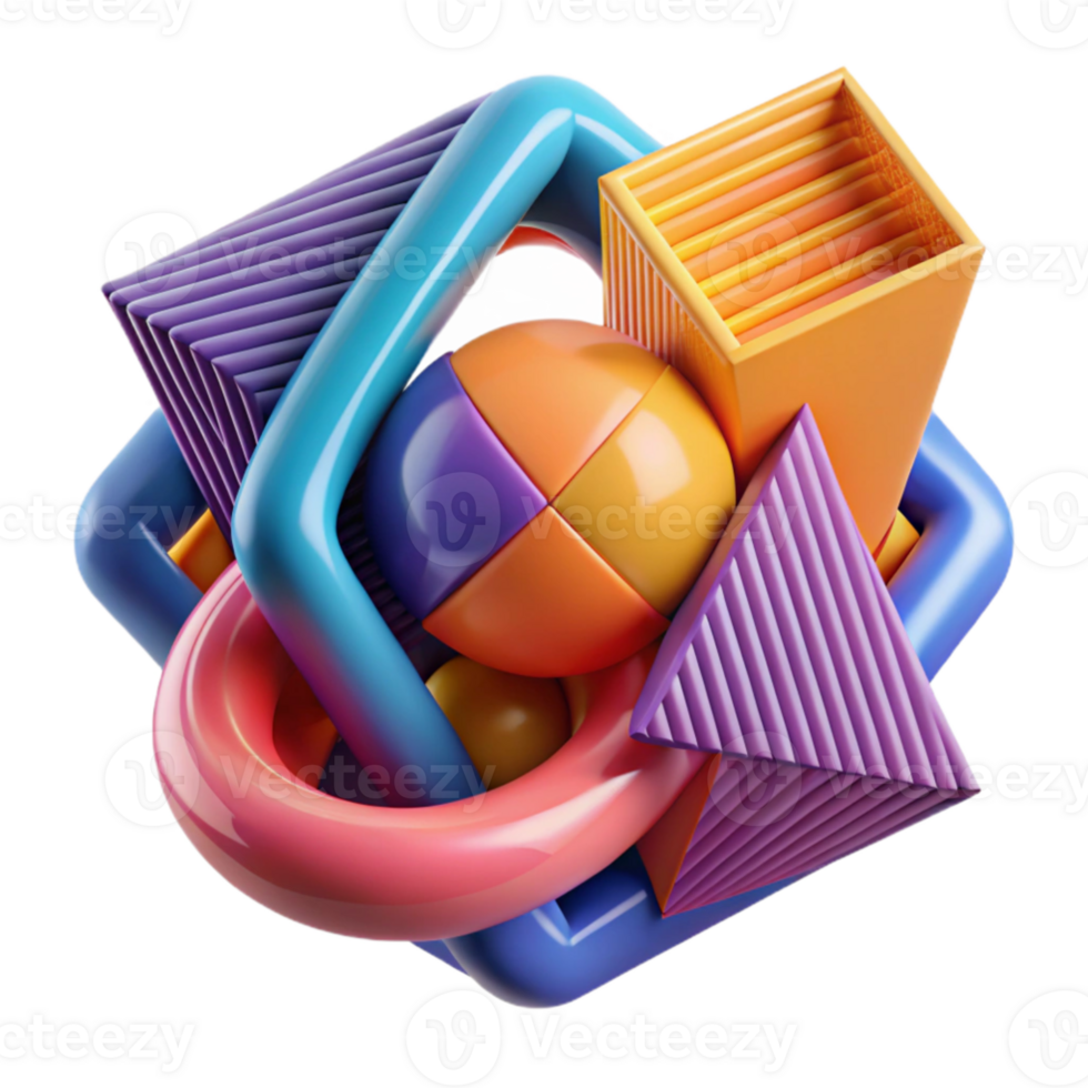 vibrant abstract Abstract 3D Colorful Geometric Shapes original png