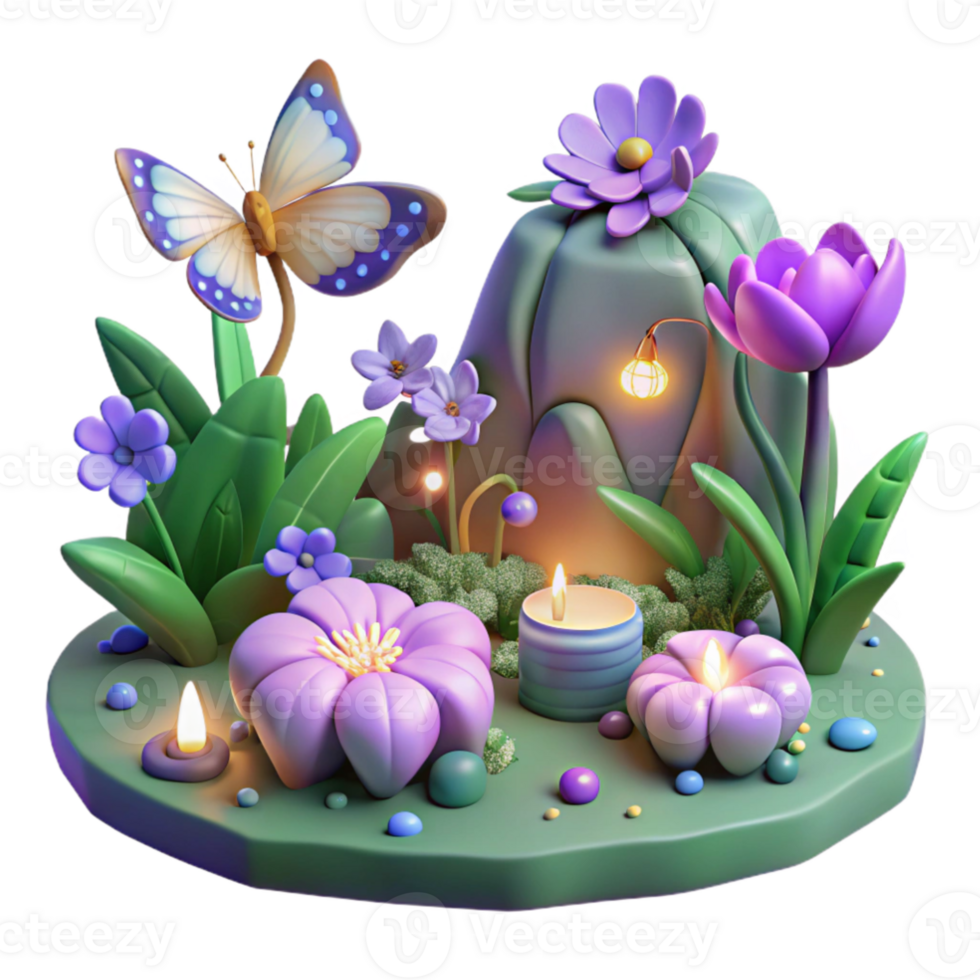 wonderful creative Enchanted 3D Garden Illustration genuine png
