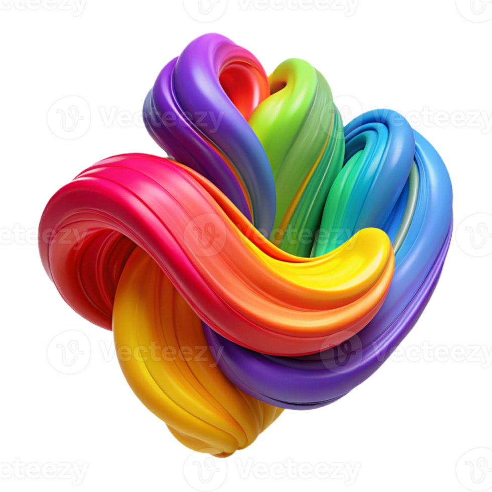 beautiful artistic Rainbow Swirls 3D Abstract Background authentic png