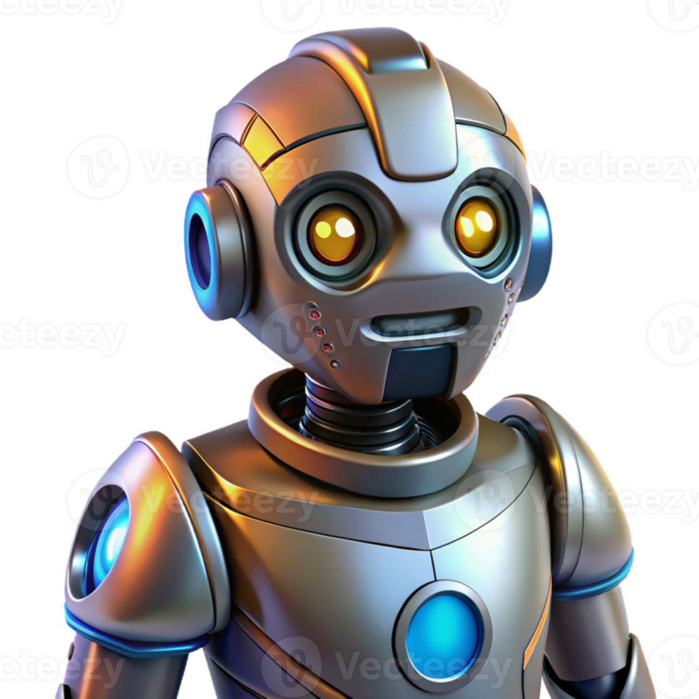 serene creative Friendly Robot 3D Render authentic png