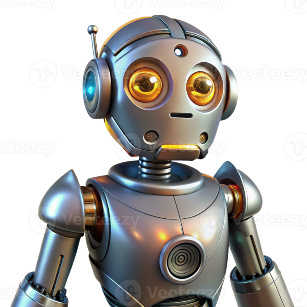 wonderful abstract 3D Robot Illustration Futuristic Metallic Bot original png