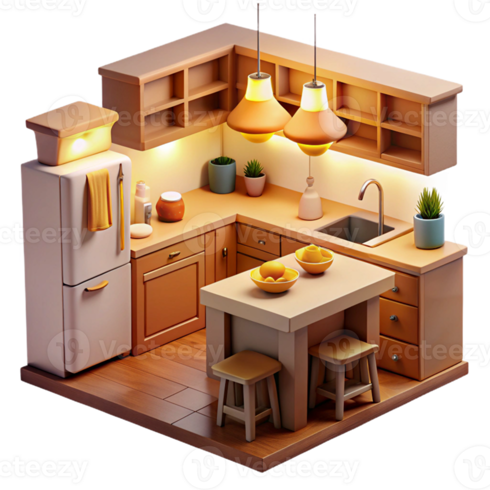 magnificent traditional Cozy 3D Kitchen Illustration exclusive png