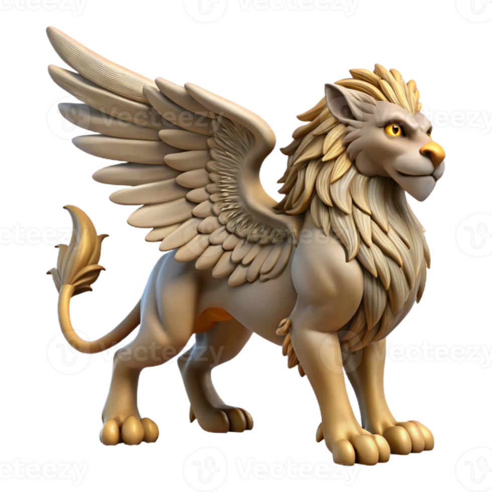 extraordinary rustic 3D Render of a Majestic Griffin detailed png