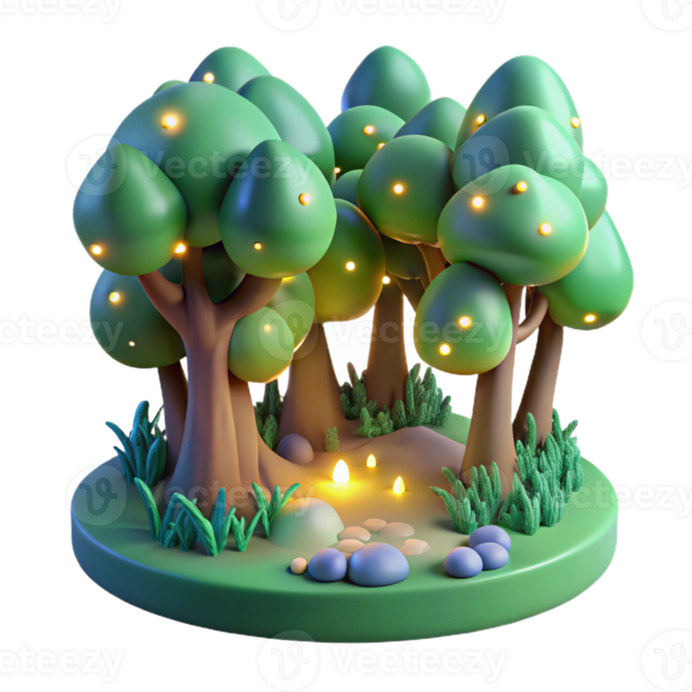 serene traditional Enchanted 3D Forest Illustration high resolution png