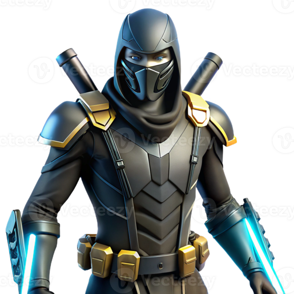 stunning contemporary Dark Ninja 3D Render, Futuristic Warrior high resolution png